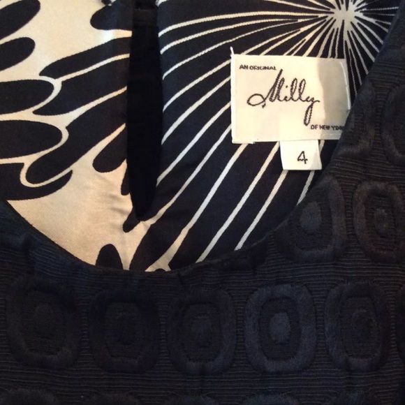 MILLY New York Black Peplum Tunic Textured Top Blouse Bow Shirt Designer Sleek - Picture 7 of 8